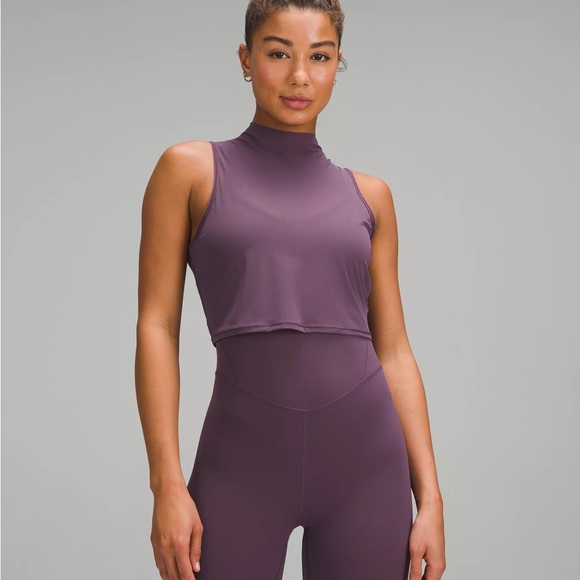 lululemon athletica Tops - lululemon athletica Deep Purple Sheer Keyhole Crop Size Small